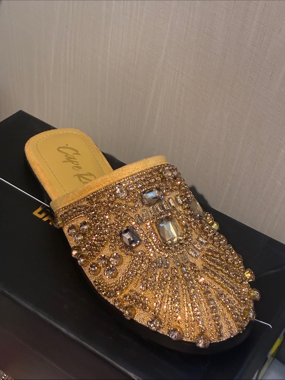 Cape Robbin Embellished Yellow Slip-On Mule for Women